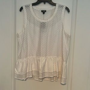 A.N.A White Eyelet Lined Tank Top